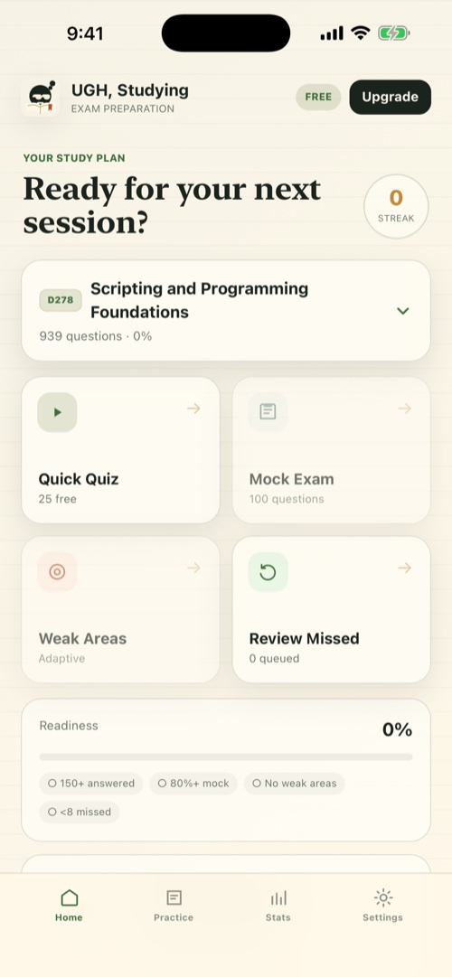 Ugh, Studying — quiz question